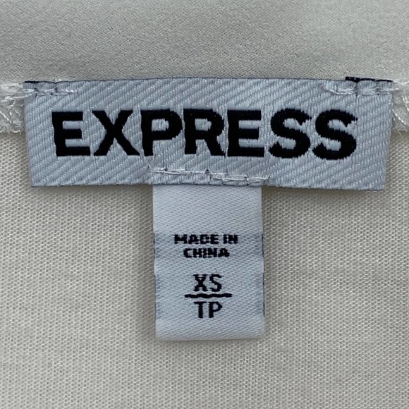 EXPRESS White Embellished Short Sleeve Blouse XS - Picture 9 of 10